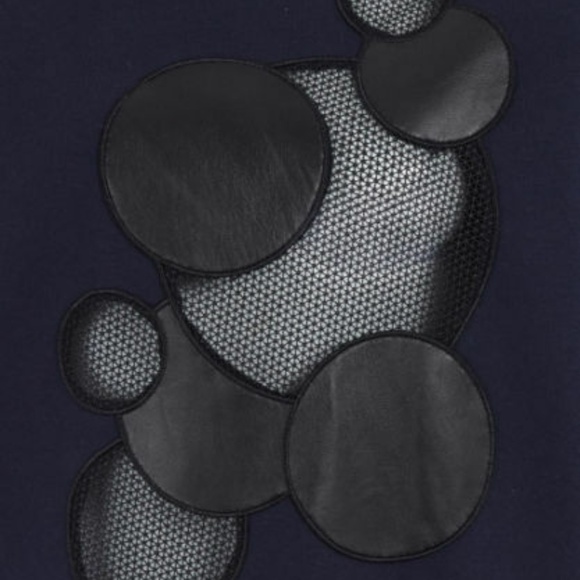 Christopher Kane Blue Black Leather Sweatshirt ( M ) - Picture 2 of 7